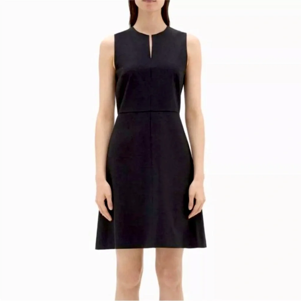 Theory Miyani Sevona Split Front Dress size 00 Black Stretch NWT - Picture 1 of 9